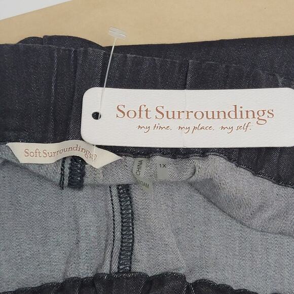 NWT Soft Surroundings Elastic Waist Denim Legging Pants 1x Sparkly Cuffs 525 - Picture 5 of 7